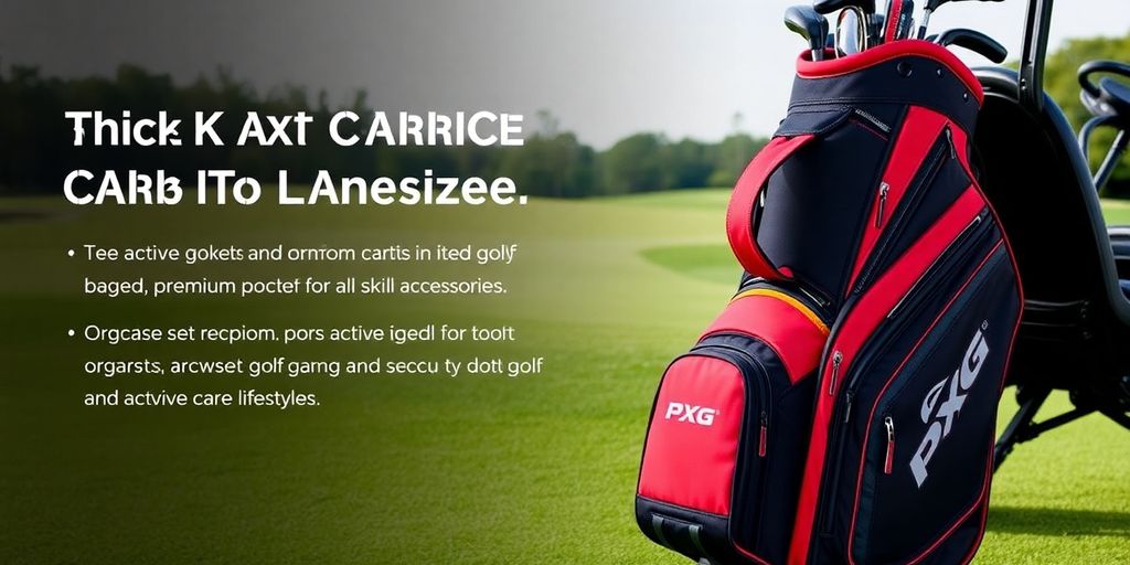 Stylish PXG cart bag on a golf course.