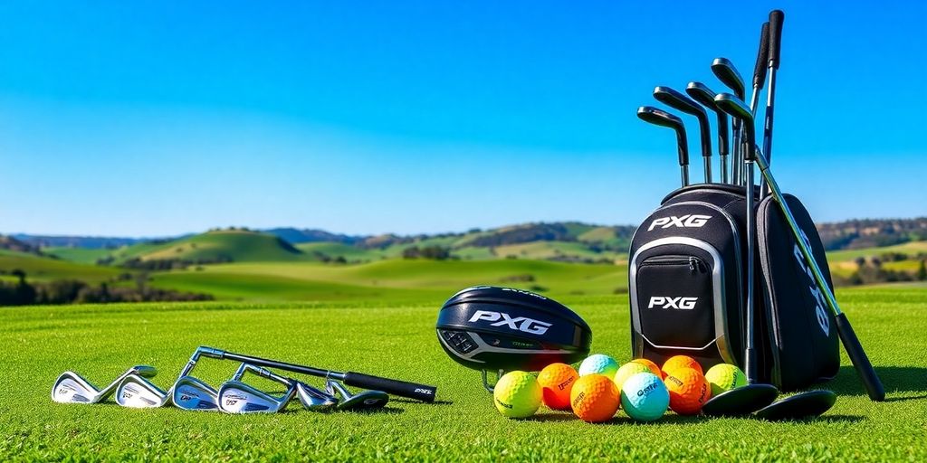 PXG golf set on a beautiful green golf course.
