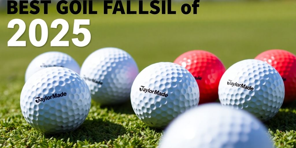 TaylorMade golf balls on a golf course backdrop.