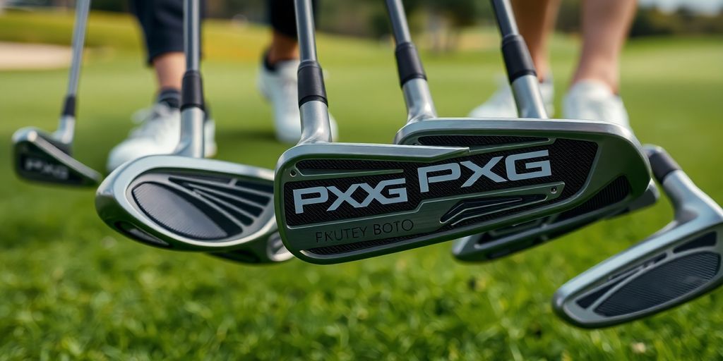 Professional golfers using PXG clubs on the golf course.