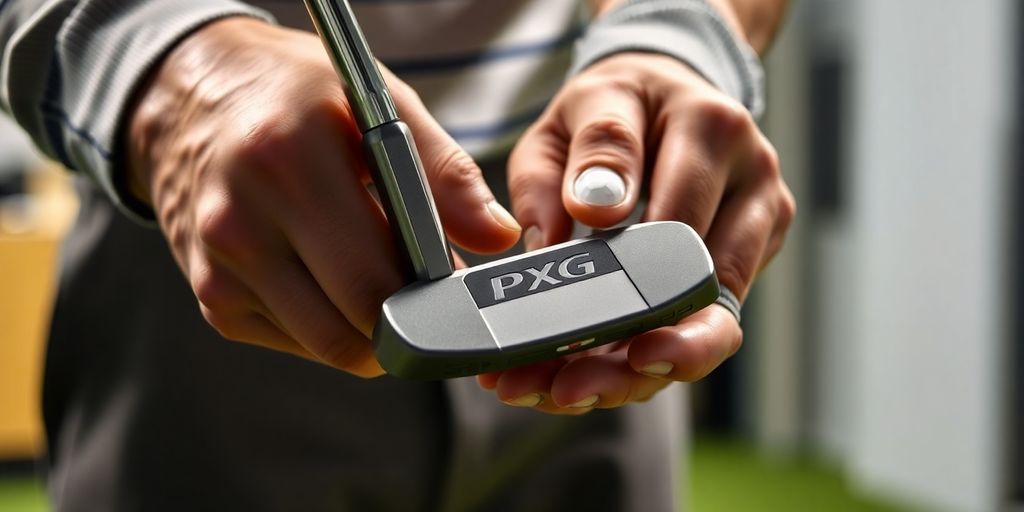 Golfer fitting a PXG putter for optimal performance.