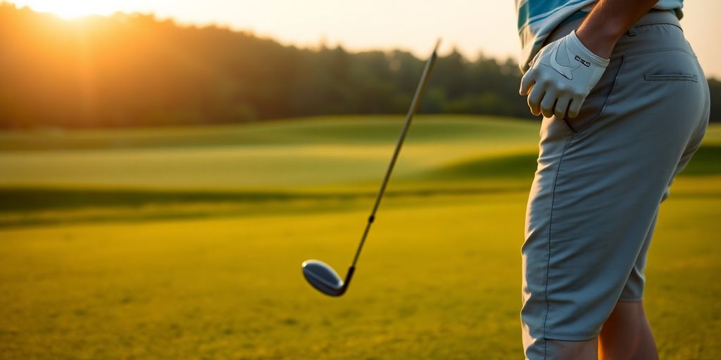 Male golfer ready to swing.