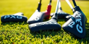 PXG putter headcovers on green.