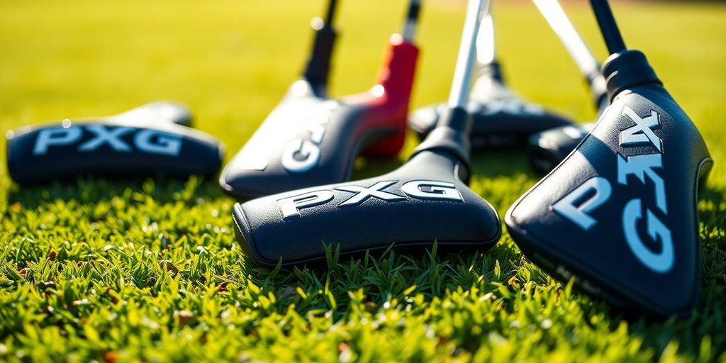 PXG putter headcovers on green.