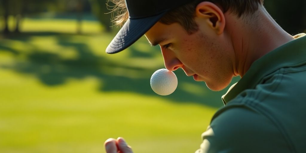Golfer concentrating before a drive.