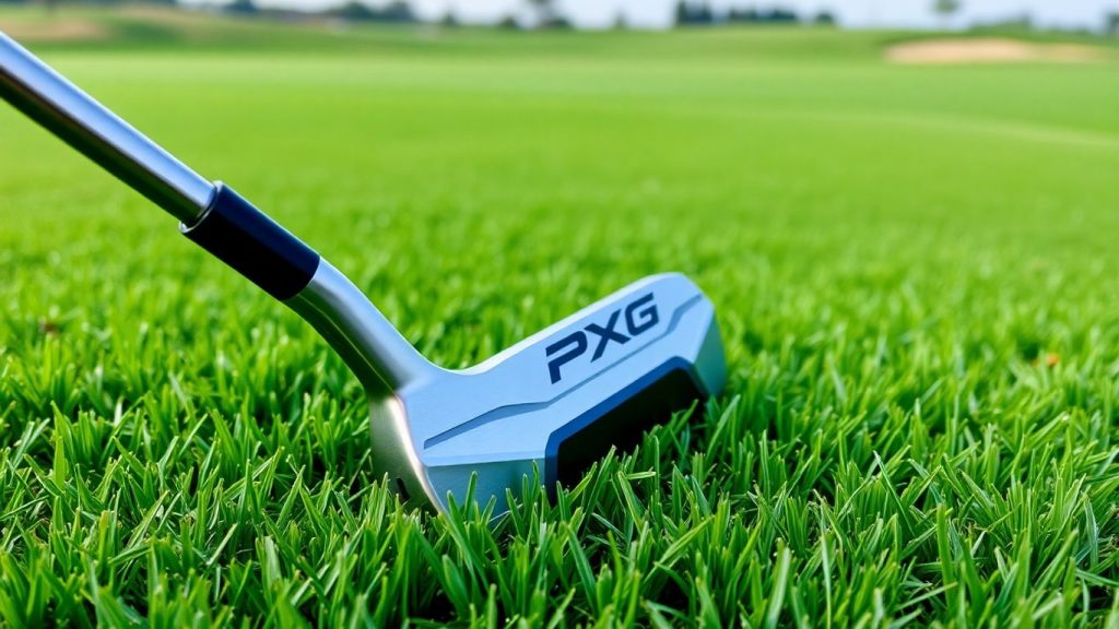 PXG Chipper golf club on green grass.