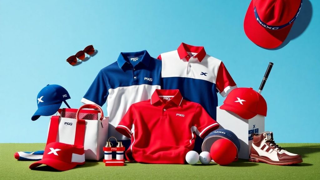 PXG 2025 American Golf apparel in red, white, and blue.