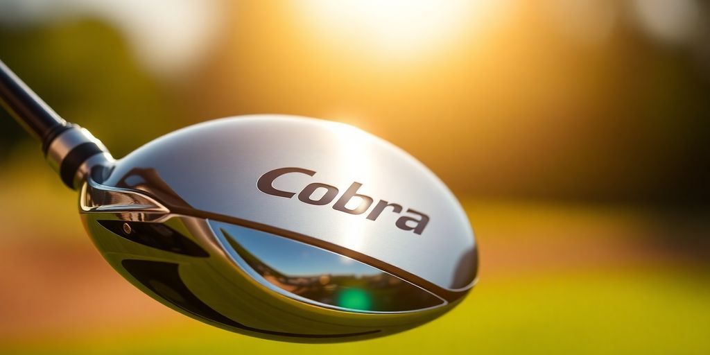 Cobra golf driver with shiny metallic head.