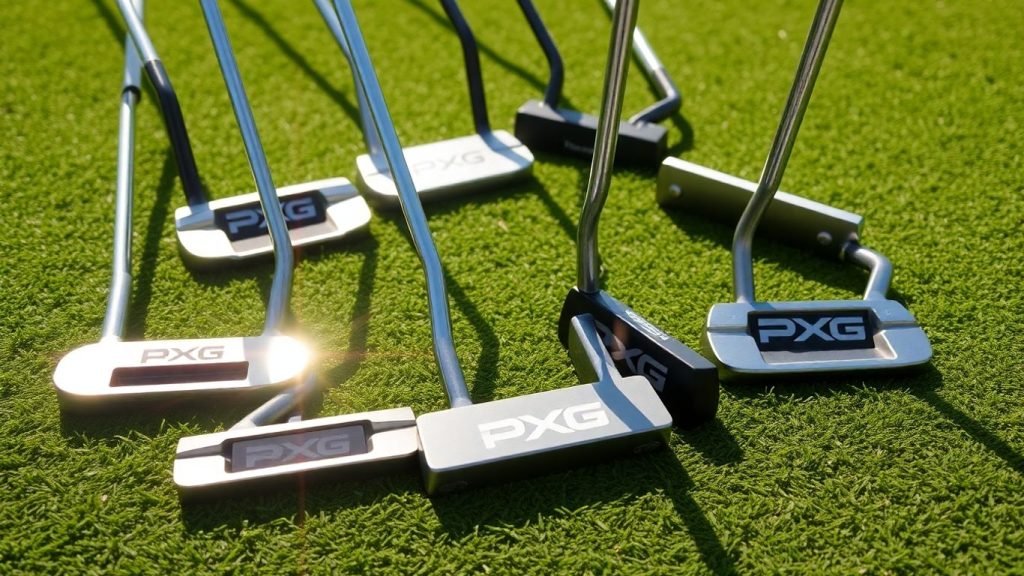 PXG putters on a golf course