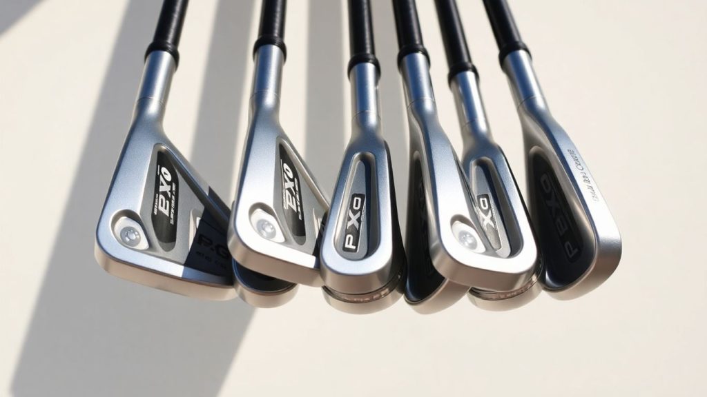 PXG 0211 irons arranged neatly, showing polished metal finish.